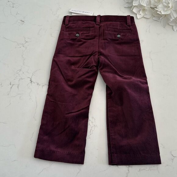 Janie and Jack The Velvet Party Pant in Burgundy Size 2T - Picture 4 of 5